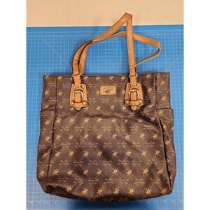 Beverly Hills Polo Club Tote Bag Purse‎ Brown Logo Print Shoulder Handbag Women